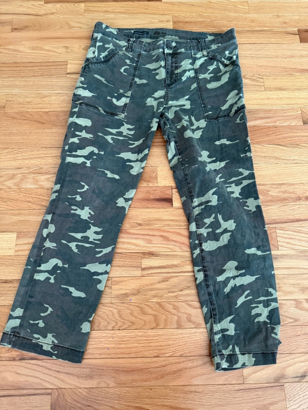 Kut from the Kloth Women's Green Camouflage Crop Straight Leg Pants